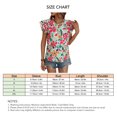 thumbnail image 4 of Camiseta de verano para mujer con mangas dobles y cuello en U con estampado de flores y lazo en la espalda, 4 of 6