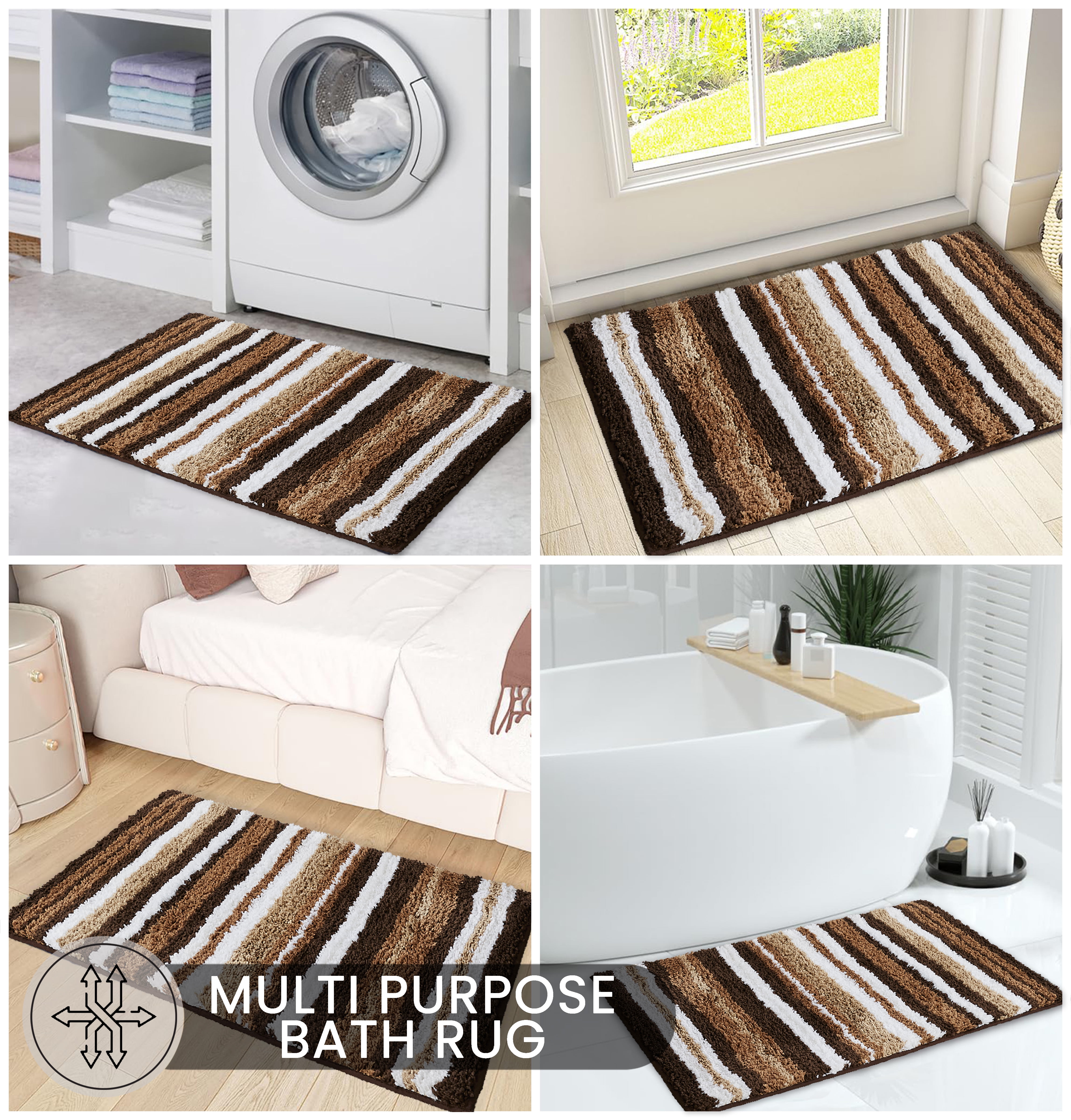 Better Trends 17" x 24" Bathroom Rugs 100% Polyester Soft Water Absorbent Non Slip Bath Mat Machine Washable Rug Griffie Collection - Brown