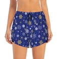 thumbnail image 2 of KLL Golden Snowflakes Royal Blue Pattern Shorts Women,Athletic Shorts High Waisted Running Shorts Pocket Sporty Short Gym Elastic Workout Shorts-Medium, 2 of 7