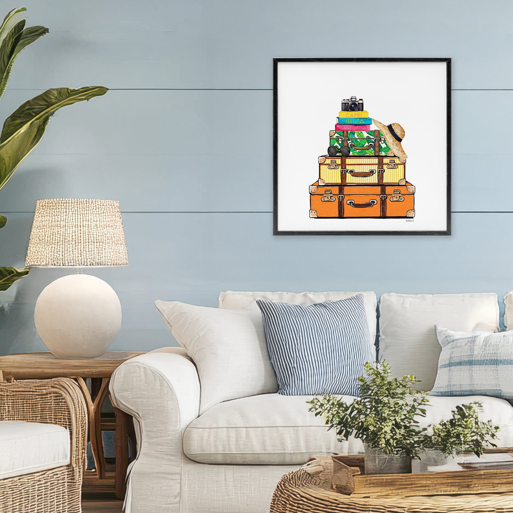 Stupell Industries Travel Suitcases & Camera Black Framed Giclee Art, design by Amanda Greenwood