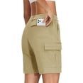 thumbnail image 4 of Women's 7" Quick Dry Hiking Cargo Shorts Water-resistant Lightweight Golf Athlectic Casual Shorts with 5 Pockets Khaki 2XL, 4 of 9