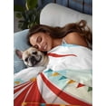 thumbnail image 3 of Cartoon House Full Size Flat Sheet, Wrinkleproof & Fadeproof Cooling Flat Bed Sheet Only, Funny Playground Blue Sky White Breathable Soft Bedding Top Sheets 81 x 96 Inches, 3 of 8