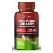 ORZAX Ginseng, 30% Ginsenosides, 1000 mg Premium 120 Vegetable Capsules