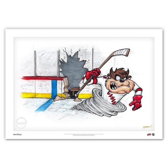 Tasmanian Devil Carolina Hurricanes 14" x 20" Looney Tunes Fine Art Print - Limited Edition