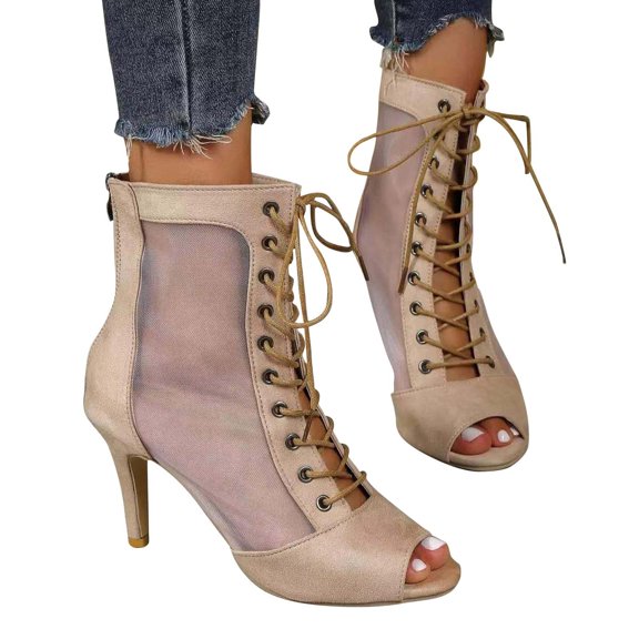 AXXD Women Beige Sandals Clearance Under $10 Strappy Sandals Summer Shoes Sandals Slim High Heels Sandals Outwear