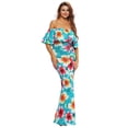 thumbnail image 4 of Women Turquoise Roses Print Off-the-shoulder Maxi Dress, 4 of 11