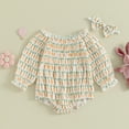 thumbnail image 2 of Bagilaanoe Newborn Baby Girl Rompers Print Long Sleeve Bodysuits + Headband 6M 12M 18M 24M Infant Casual One Piece Short Jumpsuit, 2 of 8