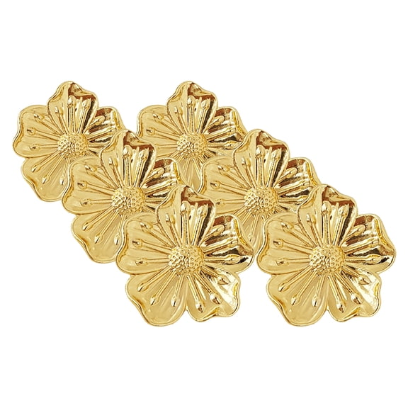 HONMEET 6Set Elegant Golden Brass Flower Knobs for Cabinets and Dressers with Easy Installation