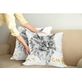 thumbnail image 2 of Ambesonne Animal Throw Pillow Cover 2 Pack, Hand Drawn Cat, 16", Mustard Black and White, 2 of 7