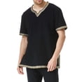 thumbnail image 4 of Camisas de Manga Corta de los Hombres Estilo Étnico Impreso Hendidura Cuello en V, Ligero Top Transpirable para la Primavera Y el Verano, 4 of 5