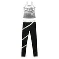thumbnail image 3 of TSSOE Kids Girls Sleeveless Metallic Tank Top with Leggings Set 2 Piece Summer Outfit Gym Yoga Dance Silver 12, 3 of 6