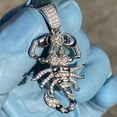 thumbnail image 2 of Real Solid 925 Sterling Silver Bling  Scorpion Alacran Micro Pave Iced CZ Scorpio Hip Hop Pendant 1.25", 2 of 11
