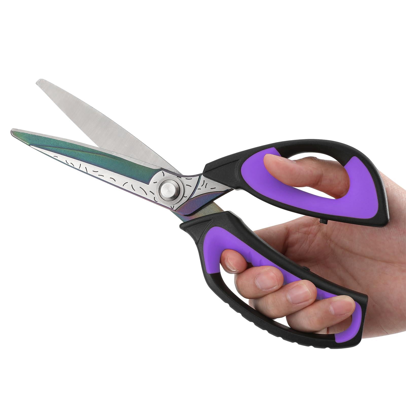Heavy Duty Industrial Scissors: 10" Utility Stainless Steel All Purpose Titanium Coating Forged Shop Shears For Household Pruning  Gardening Construction Black & Purple