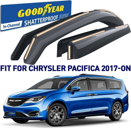 Goodyear Shatterproof in-Channel Window Deflectors for Chrysler Pacifica 2017-2026, Rain Guards, Window Visors for Cars, Vent Deflector, Car Accessories, 4 pcs - GY007974