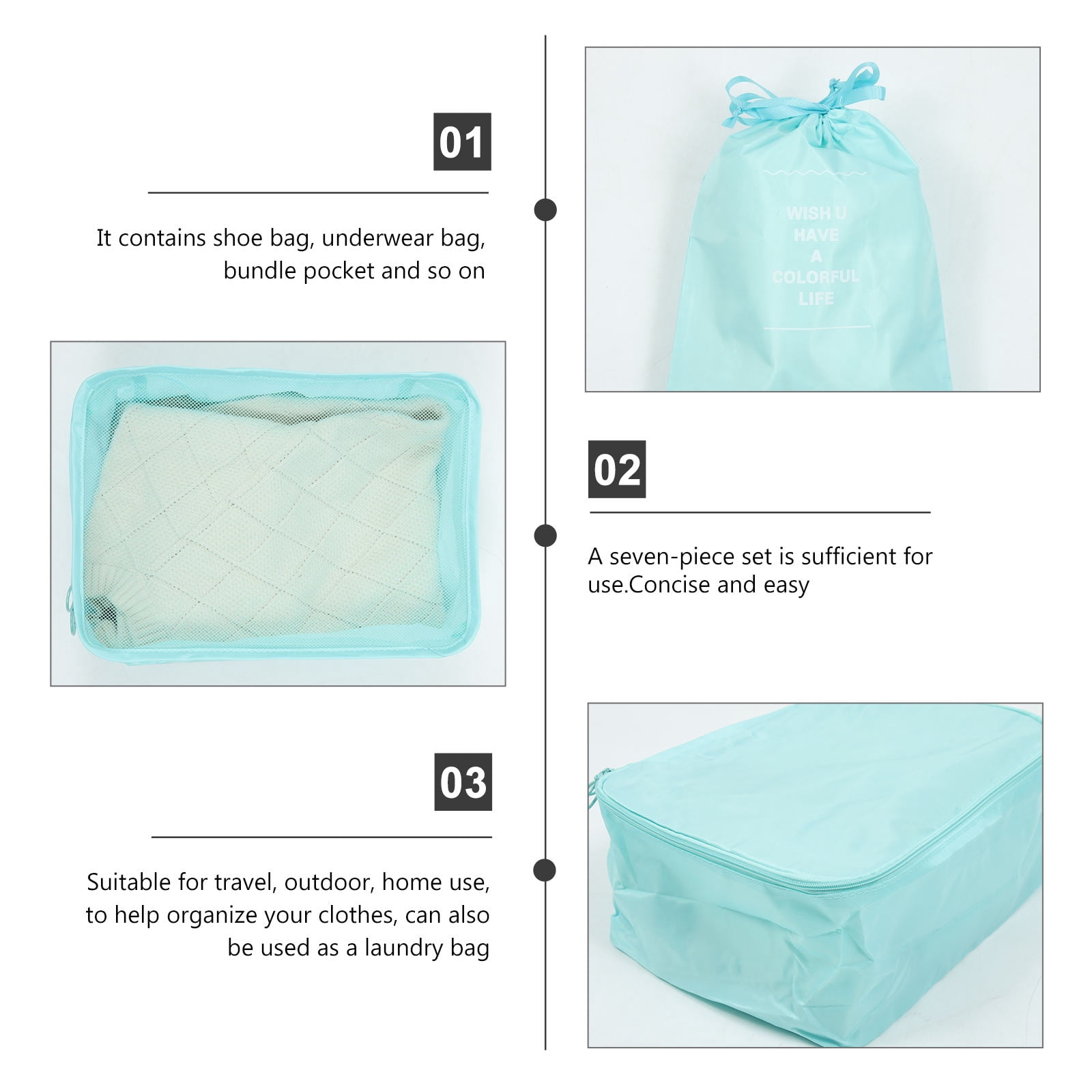 WHAMVOX Clothing Laundry Bag Storage Bag Packing Cubes 41X32.5X11CM Sky-blue