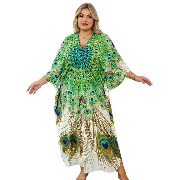 Plus Size Kaftan Dresses for Women Long Caftan Loungewear Maxi Beach Dress Oversized Beachwear Elegant House Wear Nightgown moomoo Dress Vacation Outfits Summer Mexico Resort Tunic Maternity Dresses