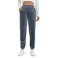 thumbnail image 2 of Women's Casual Solid Color Elastic Waist Pants with Pockets - Comfortable Everyday Long Pants for All Seasons, 2 of 6
