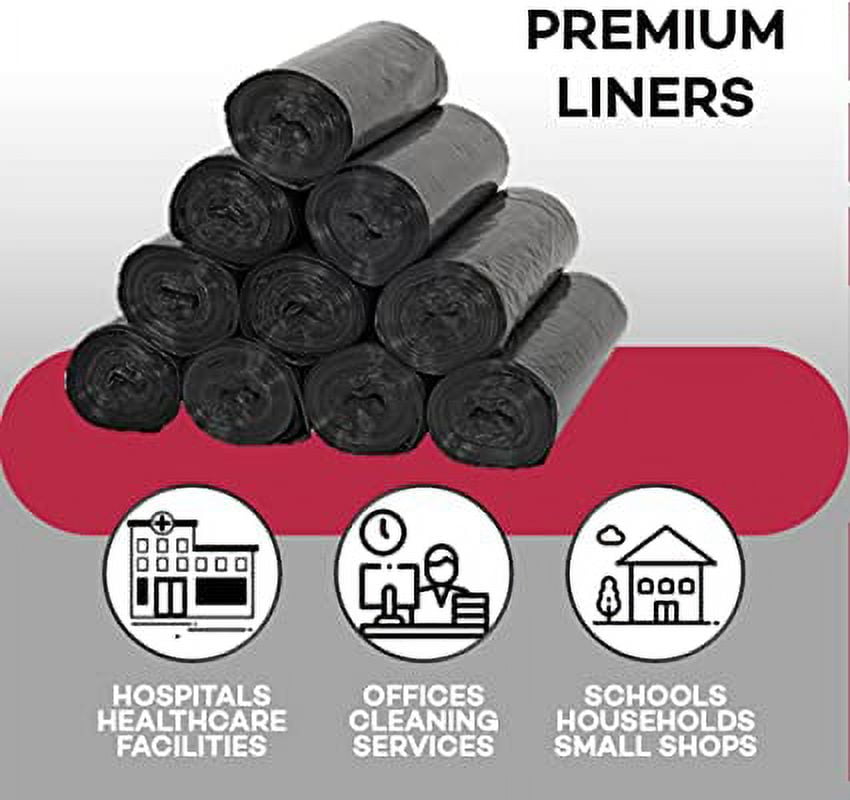 Dealmed Trash Bag, Made in USA, 60 Gallon, 38" x 58", 1.35 Mil, Black, 10 Bags Per Roll, 10 Rolls Per Case
