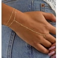 thumbnail image 2 of JUSIP Gold Bracelets for Women Trendy, Dainty Gold Hand Chain Bracelet Stack 14k Gold Plated Finger Ring Bracelet Hand Chain Cz Layered Beaded Gold Bracelets for Women Non Tarnish Gold Jewelry Gift, 2 of 11