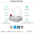 thumbnail image 2 of Luxrite 4 inch Ultra Thin LED Recessed Light with J-Box, 12W, 5 Color Selectable 2700K-5000K, 950 Lumens, Dimmable, IC Rated 4-Pack, 2 of 8