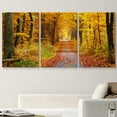 thumbnail image 2 of wall26 Canvas Print Wall Art Set Yellow &amp; Red Autumn Forest Path Nature Wilderness Photography Realism Rustic Scenic Colorful Landscape for Living Room, Bedroom, Office - 24"x36"x3, 2 of 5
