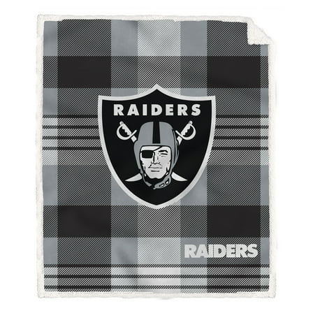 Pegasus Las Vegas Raiders 60" x 70" Plaid Steel Royal Plush Sherpa Blanket