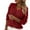 Red, variant on Fesfesfes Women Sweaters v-Neck Feather Shape Long Sleeve Tops Blouse Sweater Tops on