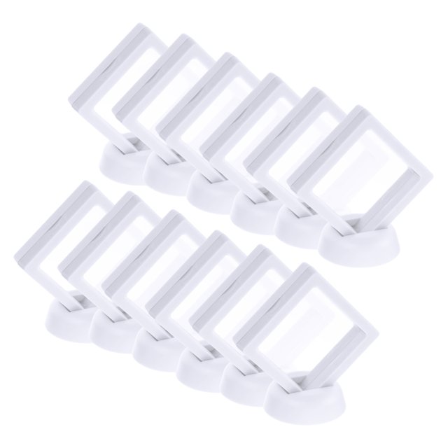 Uxcell 12 Pcs 3D Floating Display Case, 2.76 x 2.76 x 0.8 Inch Display Holder Stand, Jewelry Storage Box, White
