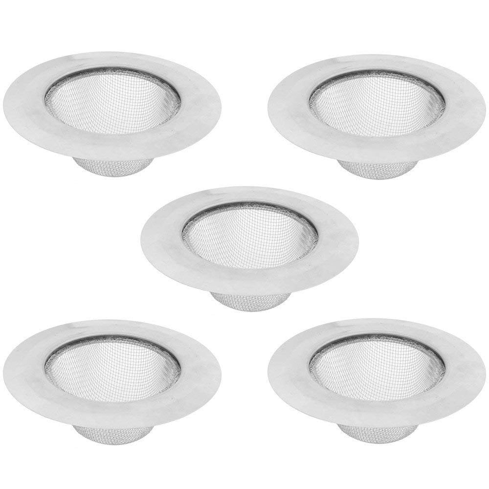Wideskall 4.5' Stainless Steel Large Wide Rim Sink Strainer for Kitchen Drain Strainer Pack of 5