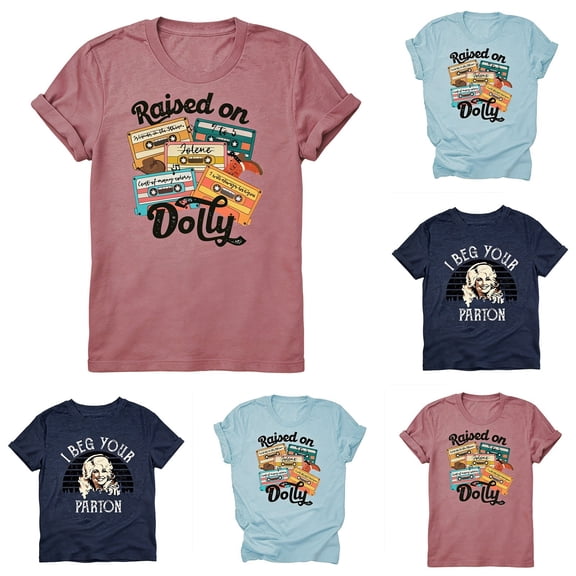 Womens Dolly Shirts Country Music Legend T-Shirt Crewneck Short Sleeve Shirt Vintage Graphic Tee Loose Fit T-Shirt Casual Tops L