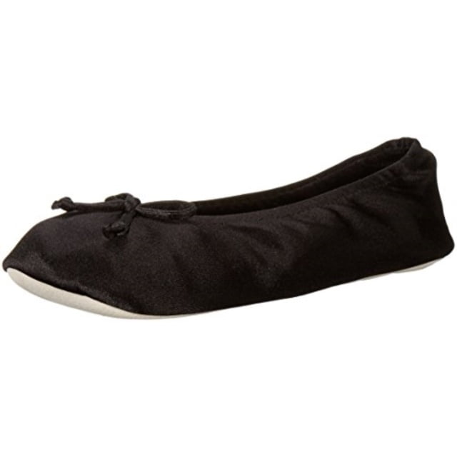 Suede Sole Slipper Isotoner Womens Womens Satin Ballerina Slipper with Bow 