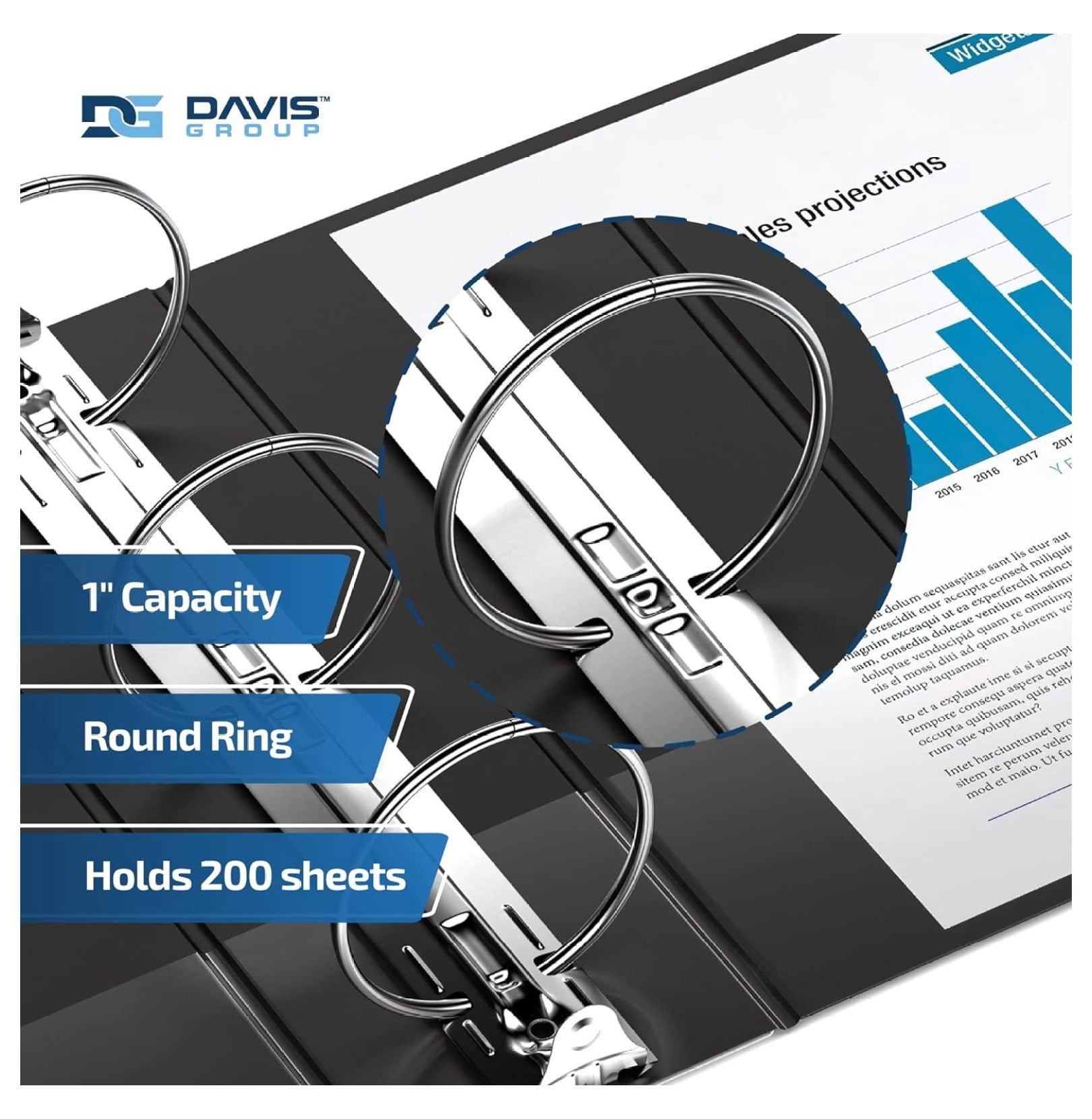 Premium Economy 6-Pack 3-Ring Binders for School or Office, Round-Ring Binders, 1 Inch, Black