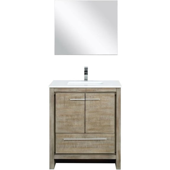Lexora Home Lafarre 30" Single Quartz Top Bathroom Vanity with Faucet and Mirror