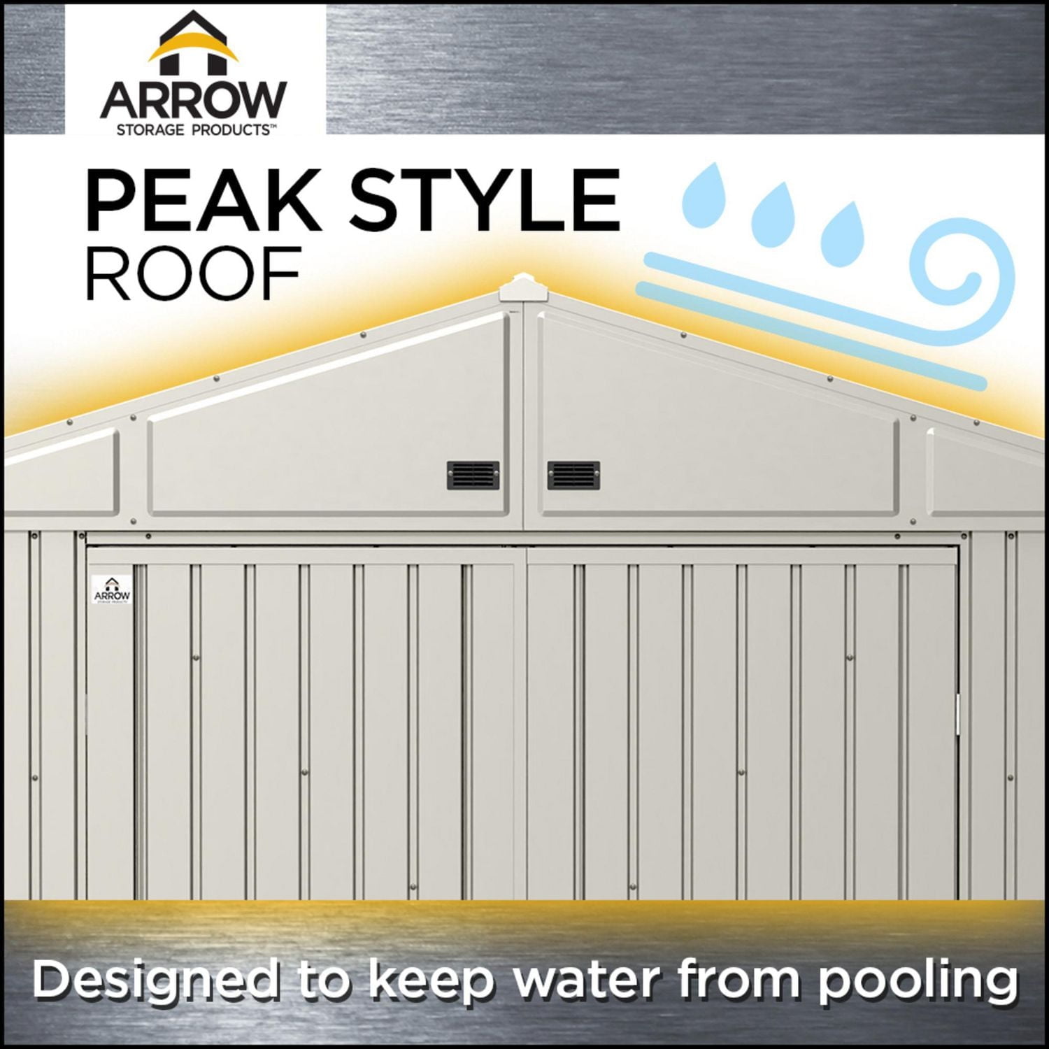 Arrow Elite Steel Storage Shed, 8x6, Galvalume