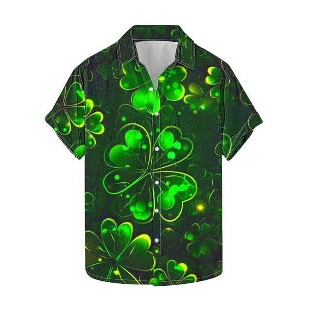 Chemise à Manches Courtes Imprimée pour la Saint-Patrick pour Hommes, Blouse Décontractée à Col Rabattu, T-Shirt Graphique de Fête pour Célébration Irlandaise