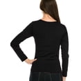 thumbnail image 4 of Women Winter Fleece Lined Crew Neck Long Sleeve Slim Fit Stretch Tight Shirt, 4 of 6