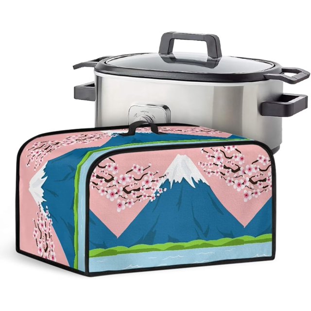 Kitchen Appliances Cover Small Appliance Covers Slow Cooker Cover with Mesh Pocket and Handy Handle Keep Your Kitchen Appliances Clean for Home Kitchen, Mt. Fuji Cherry Blossoms, CZA64