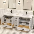 thumbnail image 5 of Ayna Decors Maya 72 in White Double Sink Bathroom Vanity Set with White Quartz Countertop and Brass Faucet | Pop-Up Drain and P-Trap Included | Black Hardware, 5 of 10