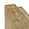 thumbnail image 5 of DecMode 12" Gold Metal Single Slot Geometric Magazine Holder with Laser Carved Design, 5 of 15