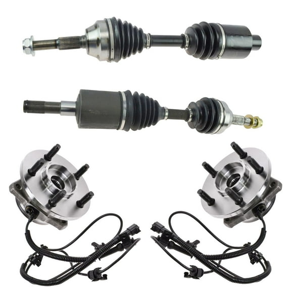 TRQ 4 Piece Steering Wheel Hub & Bearing Assemblies w/ CV Axles for Jeep Liberty CSA64098