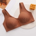 thumbnail image 5 of khonts,Women's Deep V Plunge Front Closure Bras Comfort Seamless Padded Bra Support Push up Wireless Bralette Brown 42, 5 of 9