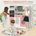 thumbnail image 5 of ZENPETIO Wooden Play Kitchen w/Realistic Lights & Sounds for Ages 3+, Kitchen Playset with 28 Pcs Toy Food & Cookware Accessories, Toy Kitchen with Plenty of Play Features Pink, 5 of 7