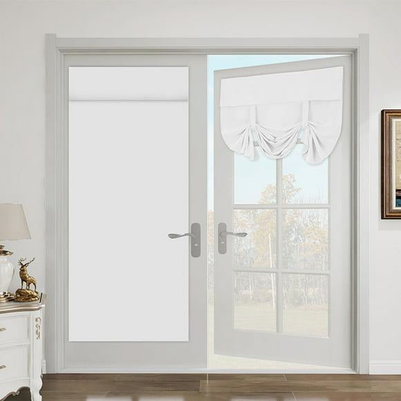 Thermal Insulated Door Curtains Privacy Room Darkening Tie Up Shades for Front Door Window Sidelight 26W x 68L Cotton Light Blocking Grey Beige Navy White