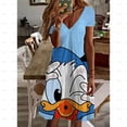 thumbnail image 3 of Vestido de Disney Minnie Mickey Mouse para mujer, moda para mujer, vestidos casuales con estampado floral, elegante, cuello en V, suelto, corte A, vestido de playa bohemio, 3 of 5