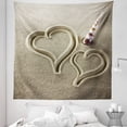 thumbnail image 1 of Shell Tapestry, Heart Shapes Finger Drawn on Sand and Sink Seashell Love Photo, Fabric Wall Hanging Decor for Bedroom Living Room Dorm, 5 Sizes, Pale Sepia Dark Rosewood, by Ambesonne, 1 of 1