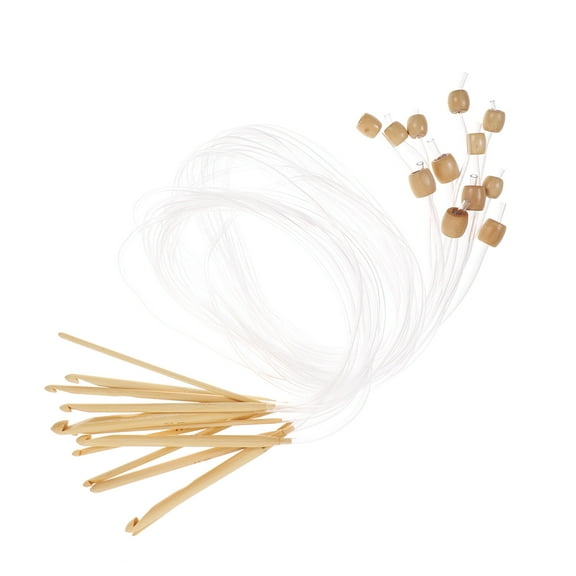 12pcs Afghan Tunisian Sewing Crochet Hooks Different- sized Carpet Hook Crochet Hooks Woven Weaving Tool with Beads for Carpet Knitting