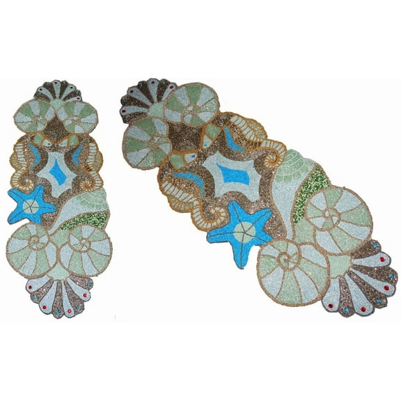 Decorative Christmas Grammercy Studio Beaded Table Runner Lemon Green glass beads Elegant