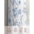 thumbnail image 7 of Blue White Spring Floral Semi Sheer Curtains 108 Inch Length 2 Panels Set, Summer Botanical Birds Sheer Kitchen Curtain Privacy Voile Window Curtain for Living Room Bedroom Rod Pocket Drapes, 7 of 7