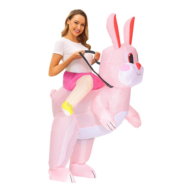 Adult Disfraz inflable de conejito de Pascua, conejo de dibujos animados, accesorios de Cosplay para adultos, niños, niños pequeños, traje de vestir para actuación de Halloween