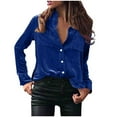 thumbnail image 3 of Meichang Velvet Tops for Women Vintage Long Sleeve Button Down Shirts Spring Casual Dressy Blouse with Pockets, 3 of 7